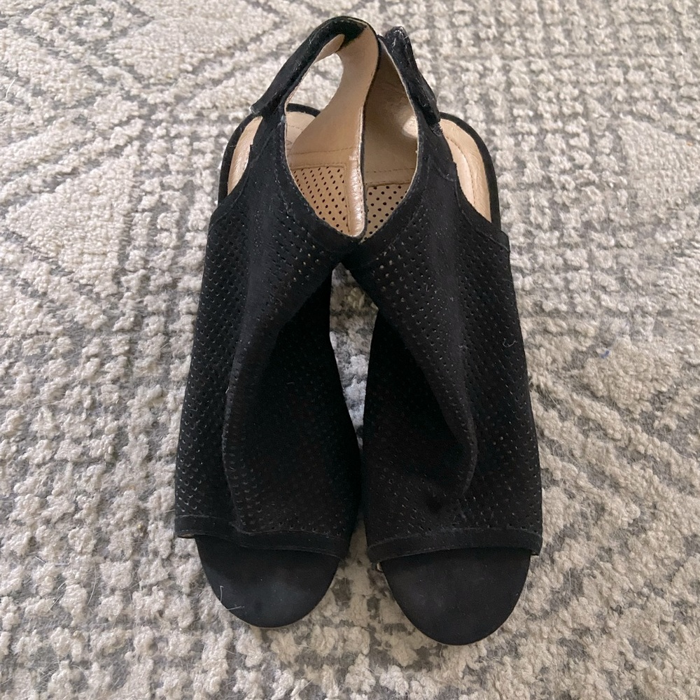 Perforated Suede Open-Toe Booties - image 2